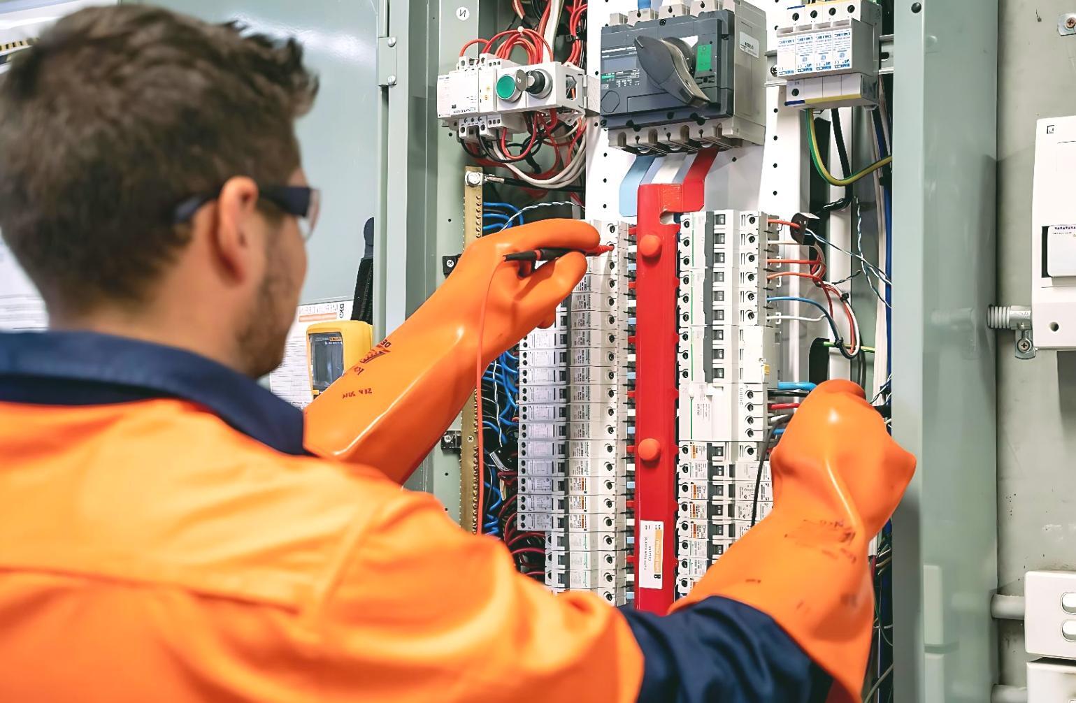 Profesional del sector energético trabajando en instalación técnica